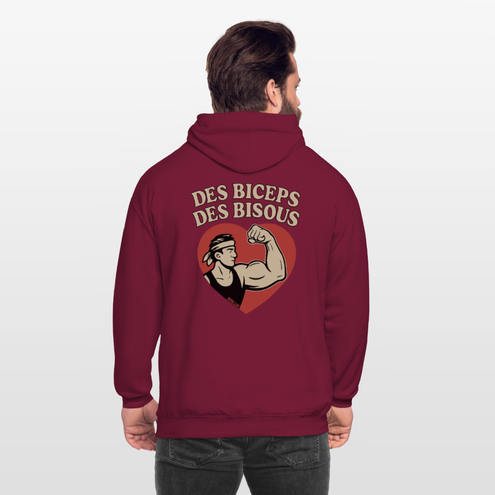 Hoodie Unisexe Des Biceps, Des Bisous - bordeaux