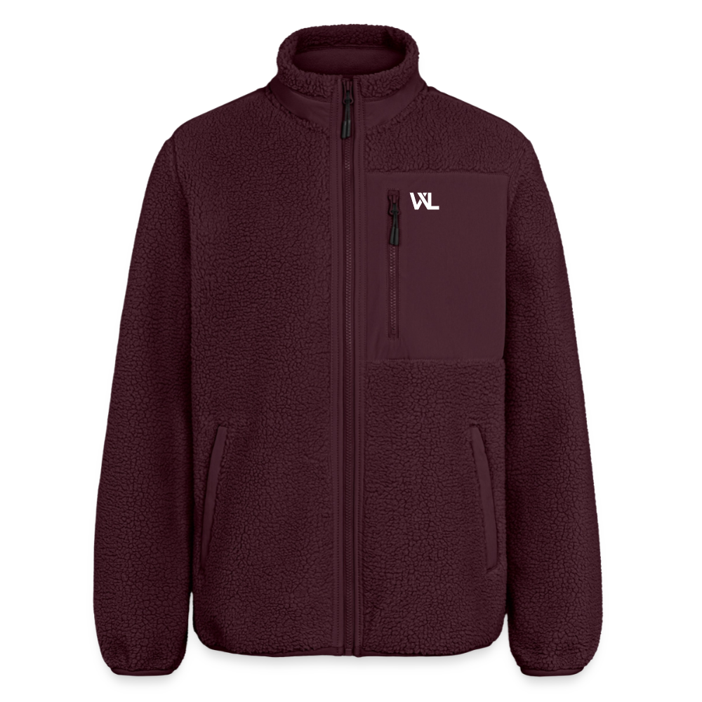Veste polaire sherpa bordeaux WOD.LOL, vue de face