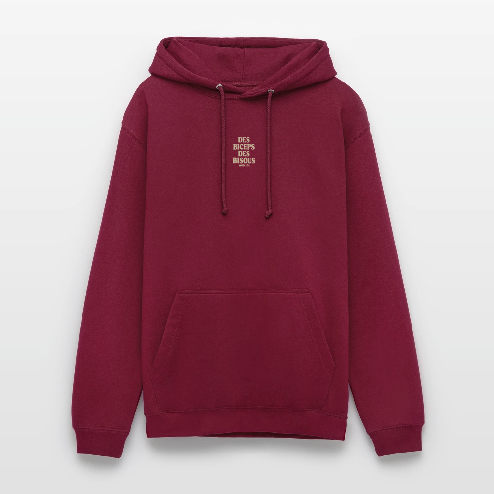 Hoodie Unisexe Des Biceps, Des Bisous - bordeaux
