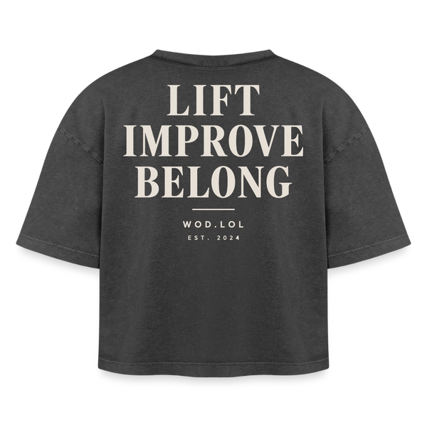 Crop Top Boxy WDLL Lift Improve Belong – Acid Wash, 100% Coton, Femme