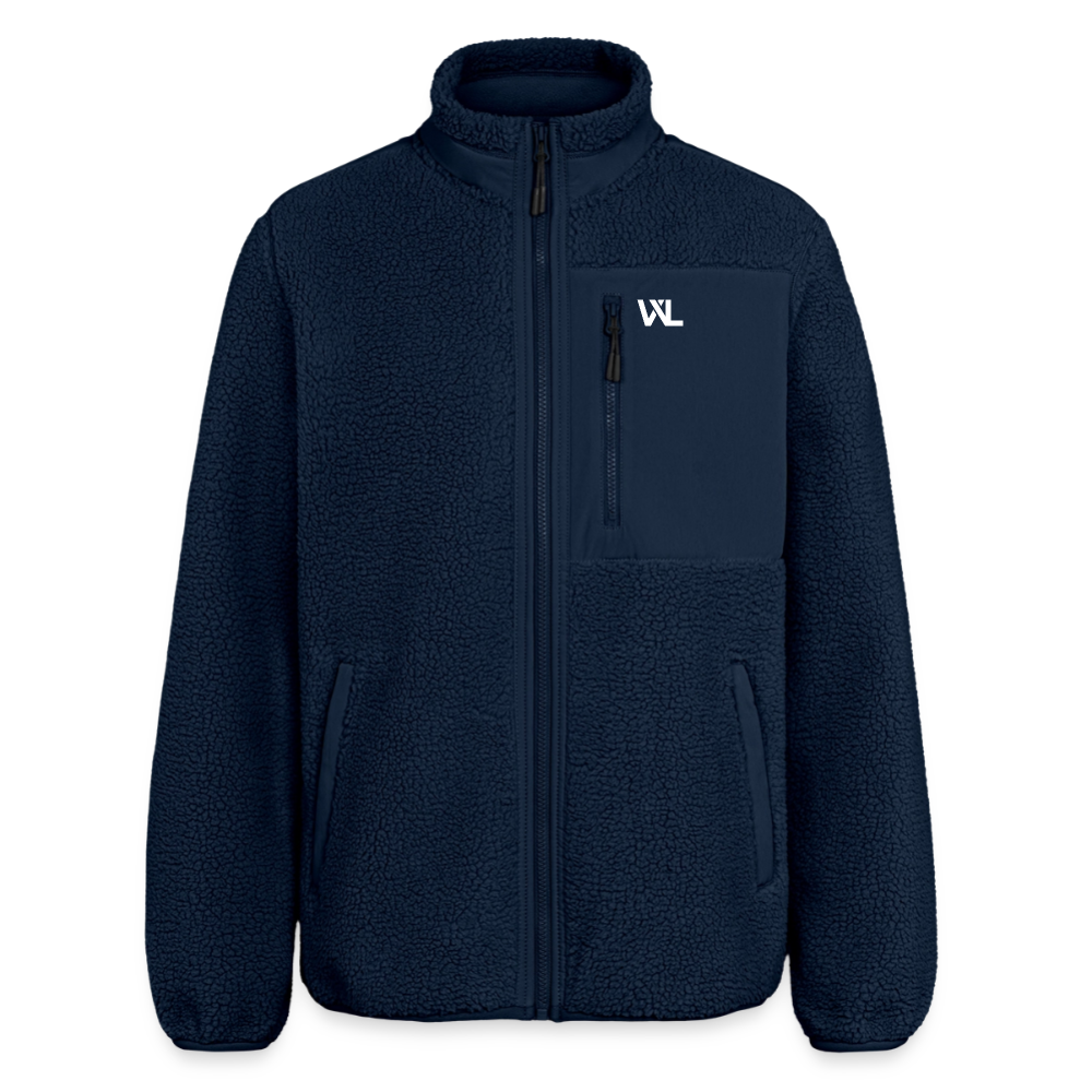Veste polaire sherpa marine WOD.LOL, poches zippées et empiècements softshell