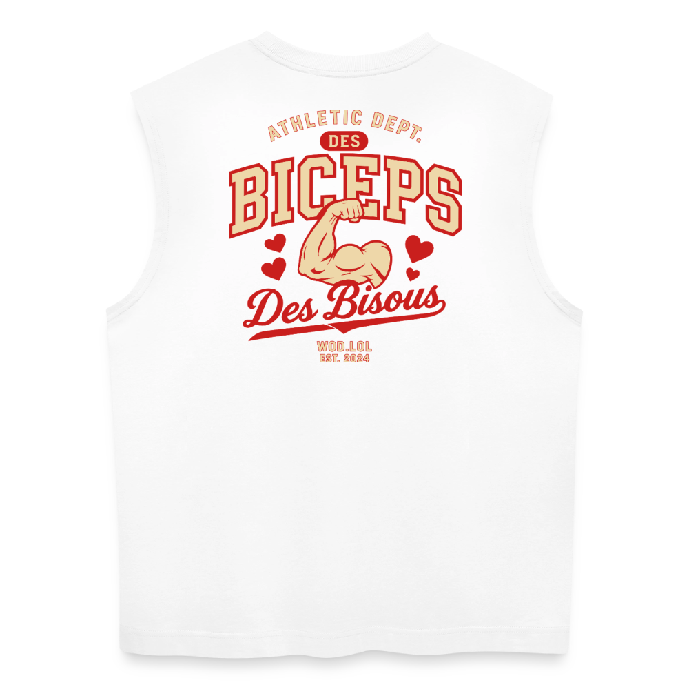 Tank top coupe classique Des Biceps Des Bisous V2 Athletic Dept. blanc, coton bio – WOD.LOL
