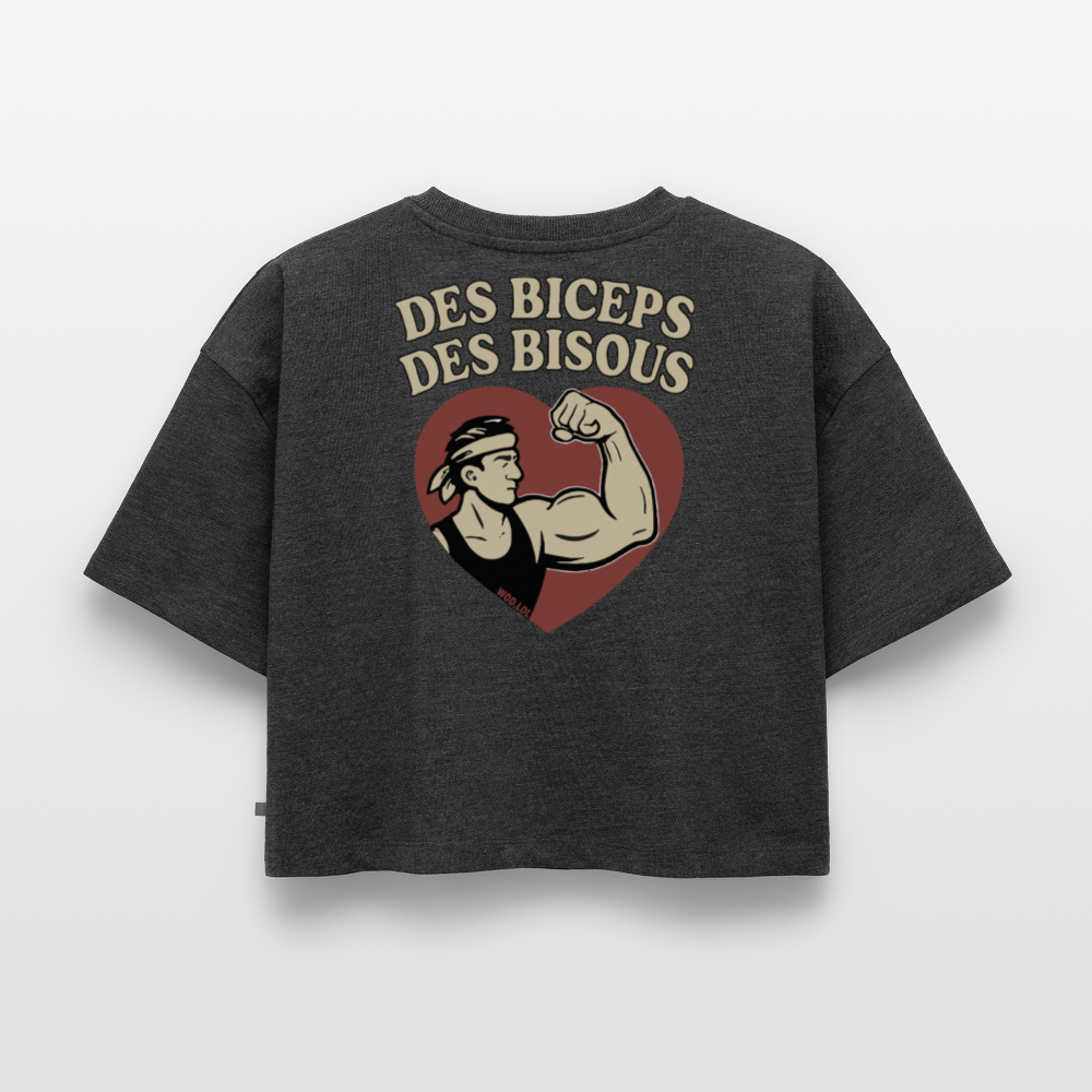 Crop top bio Oversize Femme - anthracite chiné