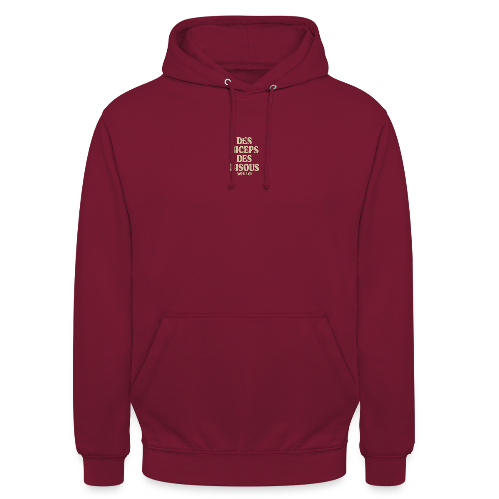 Hoodie Unisexe Des Biceps, Des Bisous - bordeaux