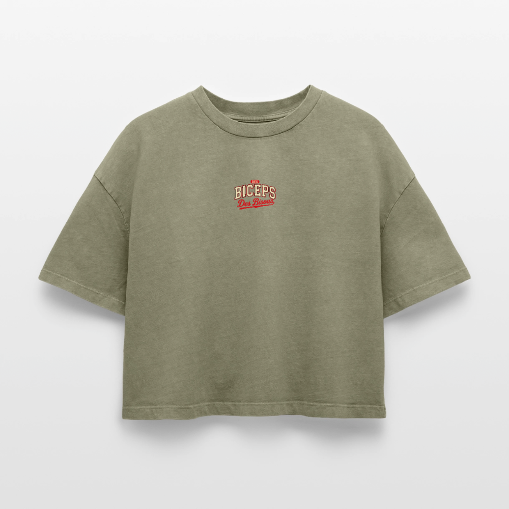 Crop top boxy femme Des Biceps Des Bisous V2 Athletic Dept. acid wash vert délavé – WOD.LOL