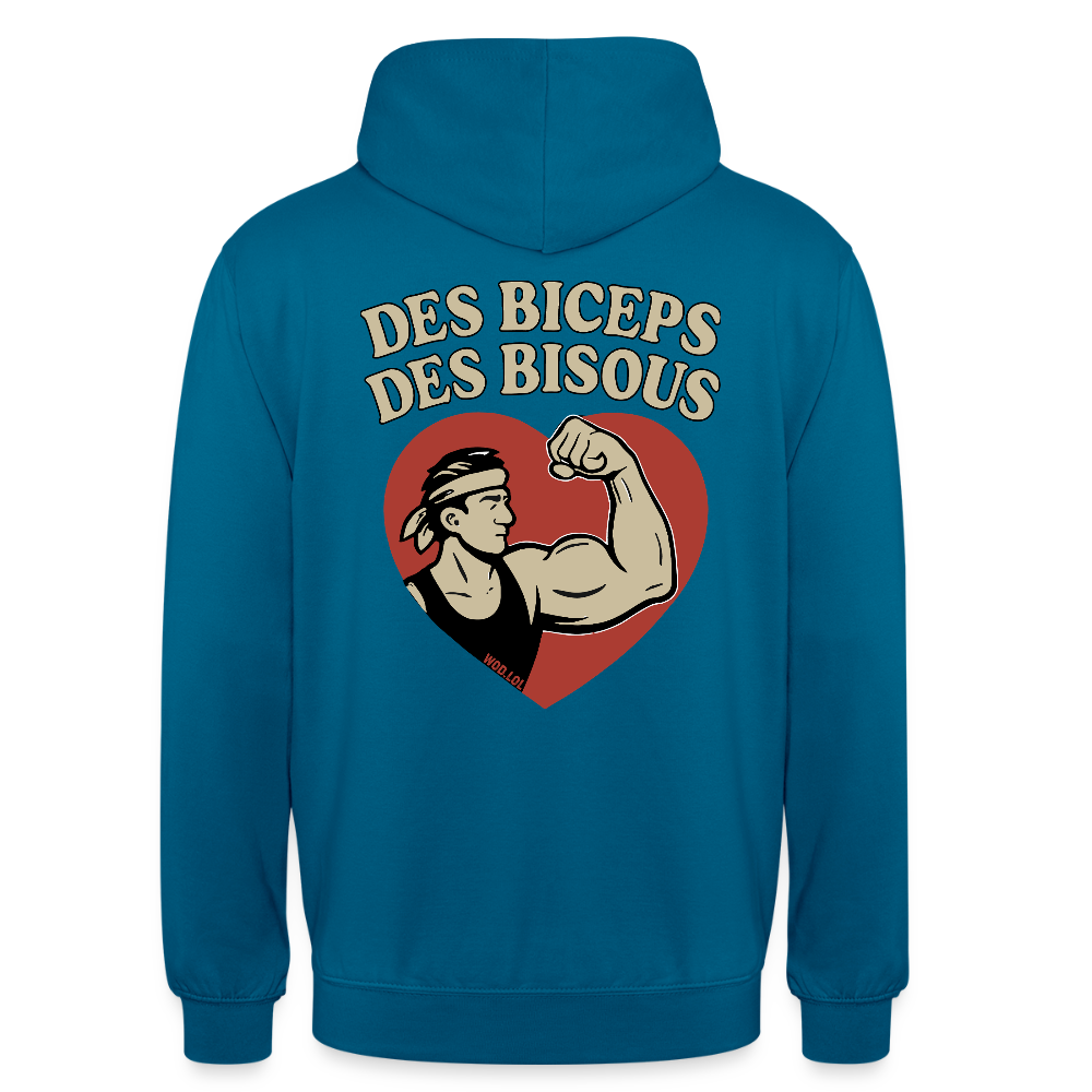 Hoodie Unisexe Des Biceps, Des Bisous - deep sea blue 
