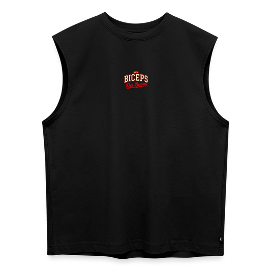Tank top coupe classique Des Biceps Des Bisous V2 noir, vue de face avec petit logo poitrine – WOD.LOL