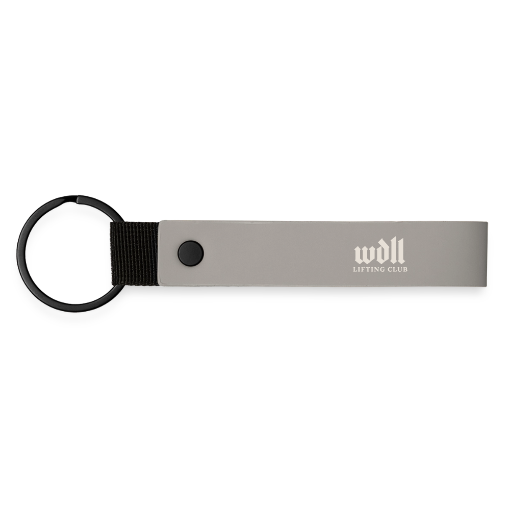 Porte-clés WDLL Lifting Club gris clair, dragonne mate avec logo – WOD.LOL