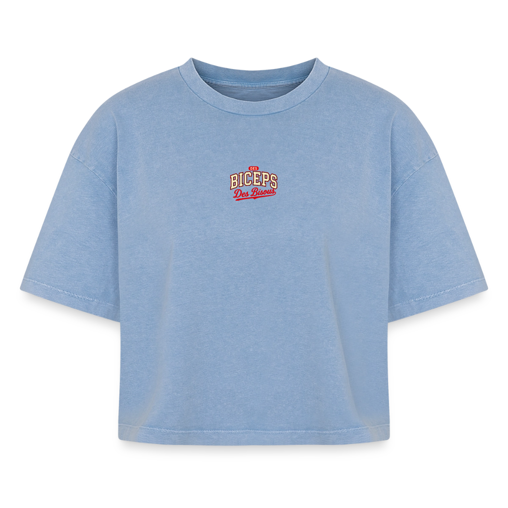 Crop top boxy femme Des Biceps Des Bisous V2 Athletic Dept. acid wash bleu délavé – WOD.LOL