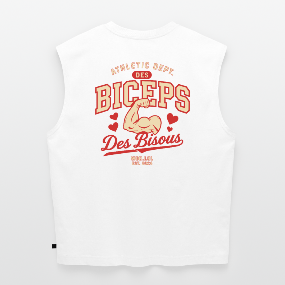 Tank top coupe classique Des Biceps Des Bisous V2 Athletic Dept. blanc, coton bio – WOD.LOL