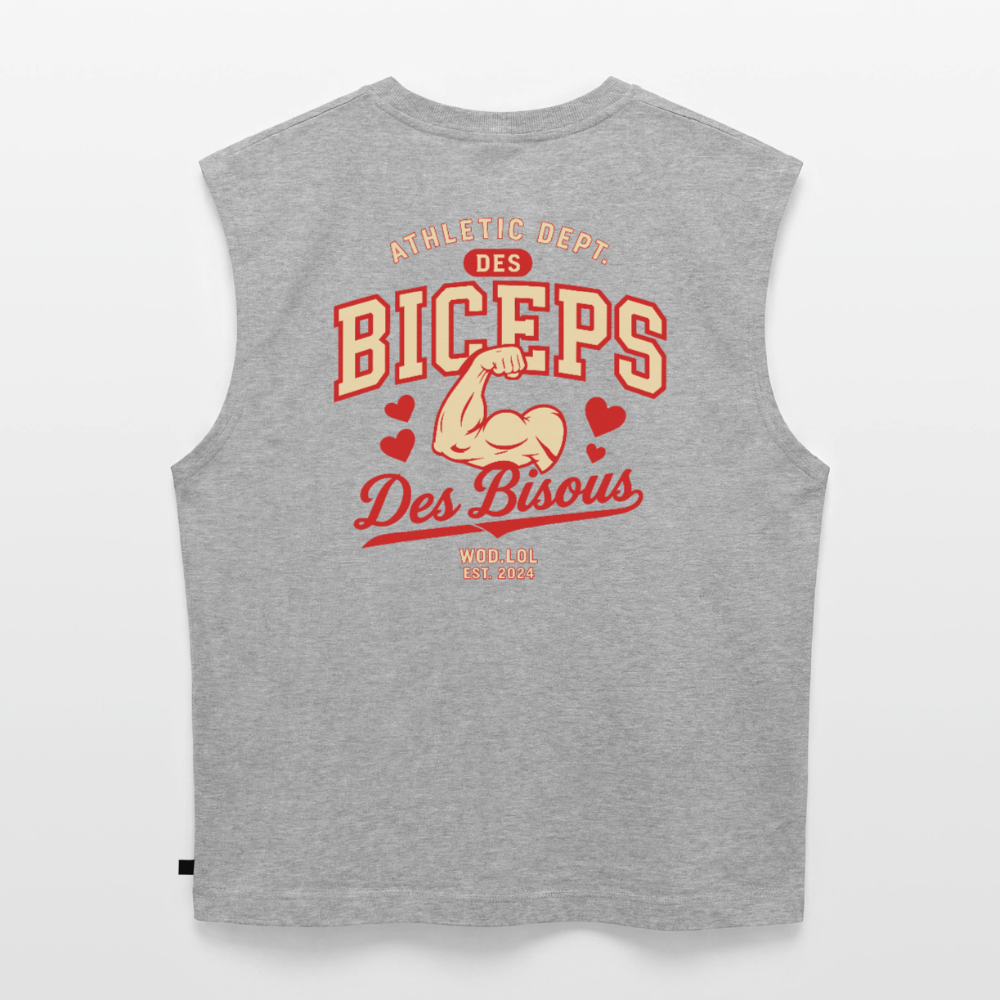 Tank top coupe classique Des Biceps Des Bisous V2 Athletic Dept. gris chiné, coton bio – WOD.LOL
