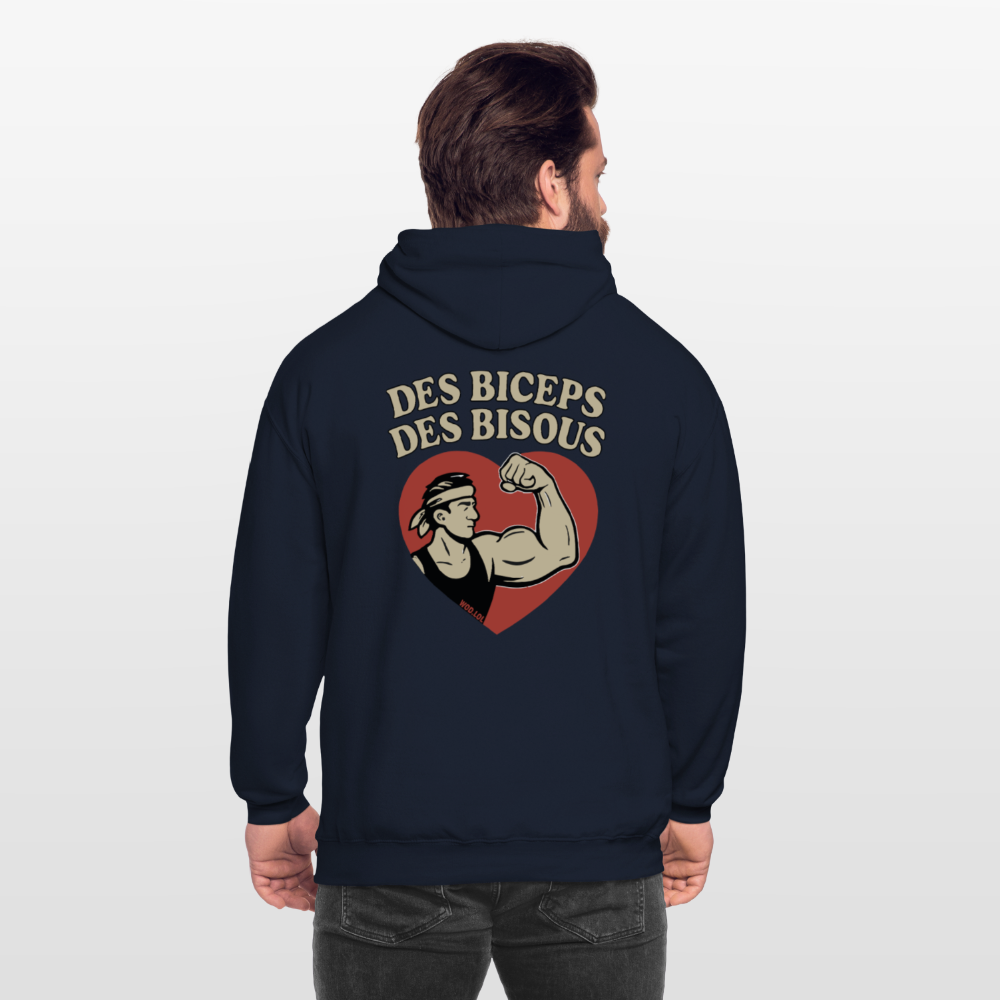 Hoodie Unisexe Des Biceps, Des Bisous - navy