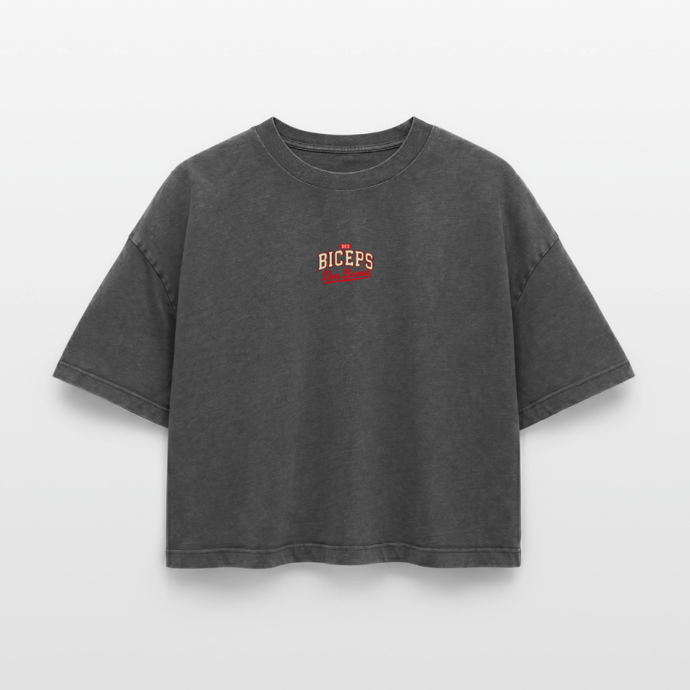 Crop top boxy femme Des Biceps Des Bisous V2 Athletic Dept. acid wash noir délavé – WOD.LOL