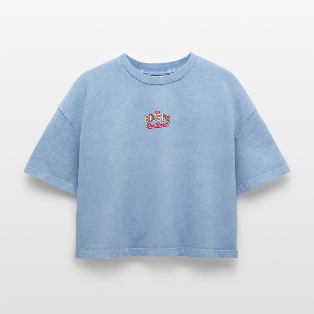Crop top boxy femme Des Biceps Des Bisous V2 Athletic Dept. acid wash bleu délavé – WOD.LOL