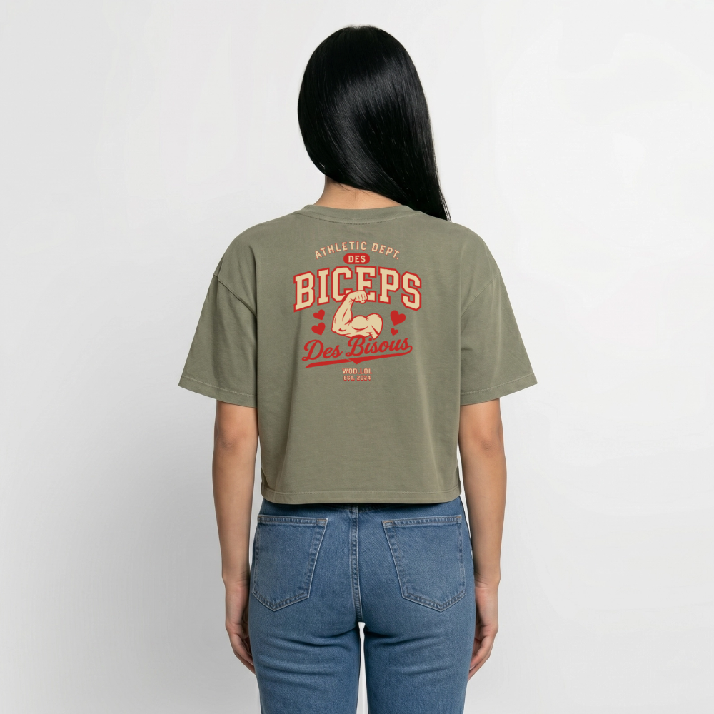 Crop top boxy femme Des Biceps Des Bisous V2 Athletic Dept. acid wash vert délavé – WOD.LOL