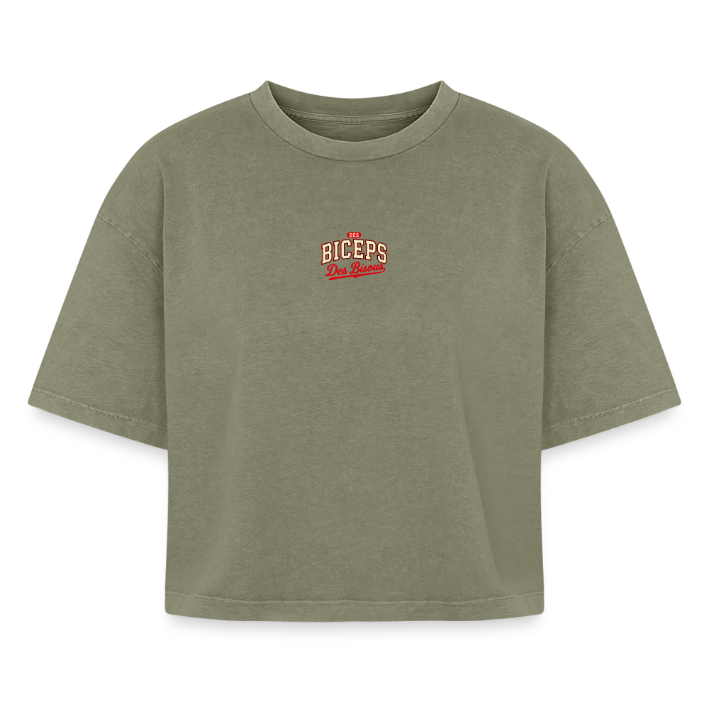 Crop top boxy femme Des Biceps Des Bisous V2 Athletic Dept. acid wash vert délavé – WOD.LOL