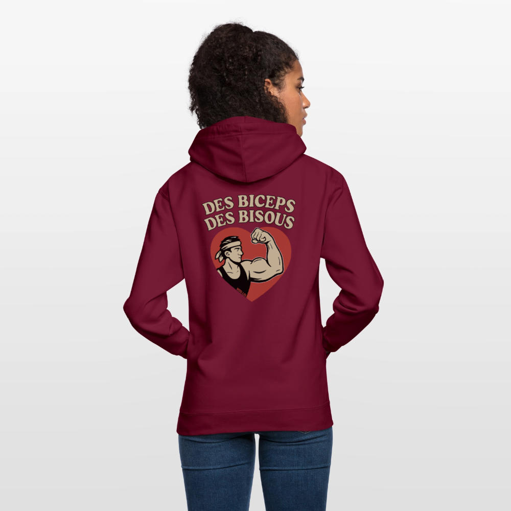 Hoodie Unisexe Des Biceps, Des Bisous - bordeaux