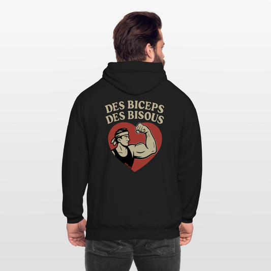Hoodie Unisexe Des Biceps, Des Bisous - black