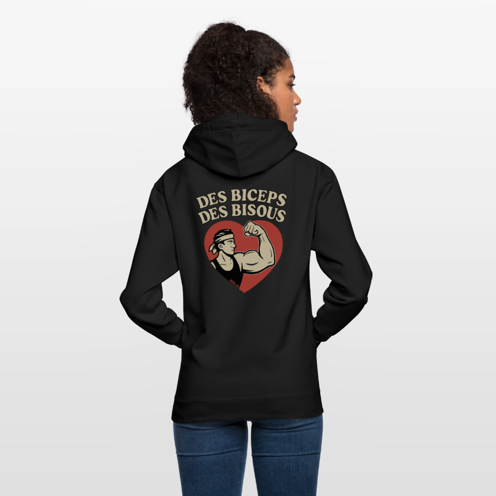 Hoodie Unisexe Des Biceps, Des Bisous - black