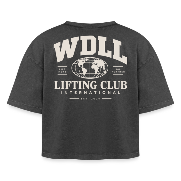 Crop Top Boxy WDLL Lifting Club International – Acid Wash, 100% Coton, Femme