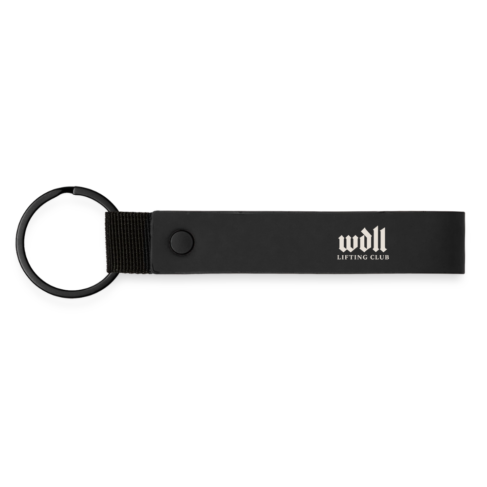 Porte-clés WDLL Lifting Club noir, dragonne mate avec logo blanc – WOD.LOL