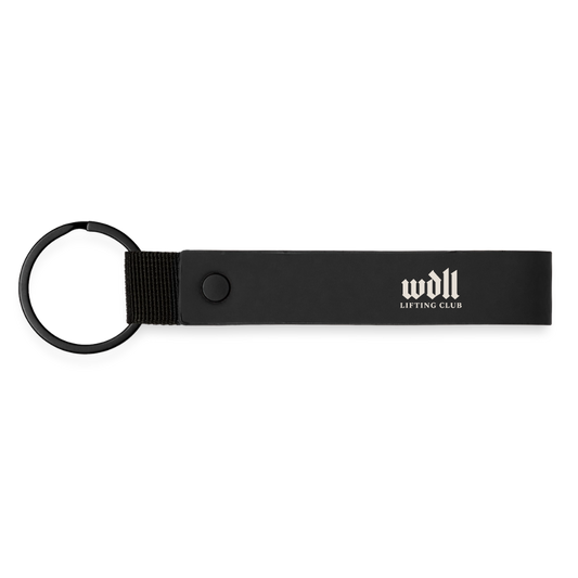 Porte-clés WDLL Lifting Club noir, dragonne mate avec logo blanc – WOD.LOL