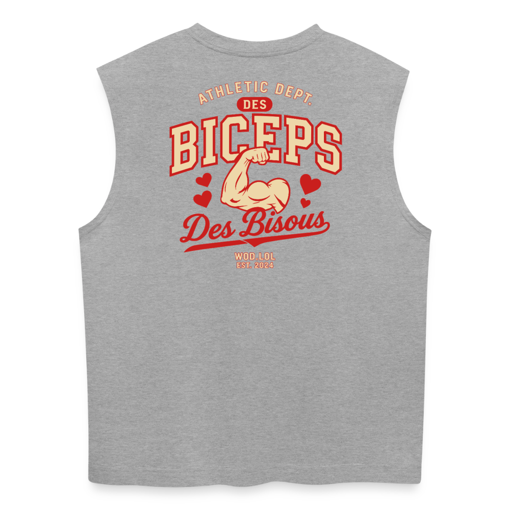 Tank top coupe classique Des Biceps Des Bisous V2 Athletic Dept. gris chiné, coton bio – WOD.LOL