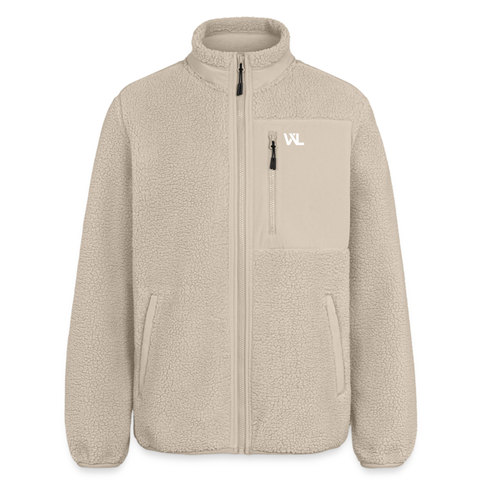 Veste sherpa WL beige, monogramme blanc, vue de face