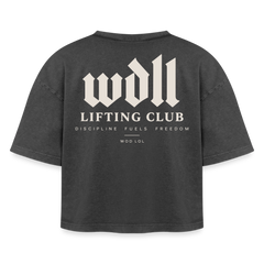 Crop Top Boxy WDLL Lifting Club – Acid Wash, 100% Coton, Femme