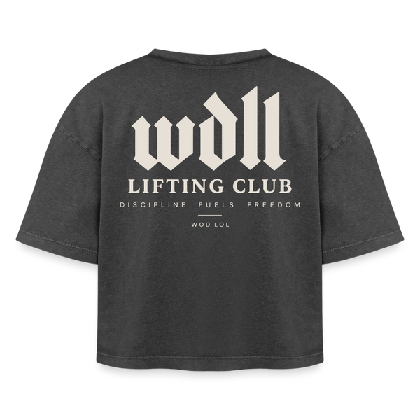 Crop Top Boxy WDLL Lifting Club – Acid Wash, 100% Coton, Femme