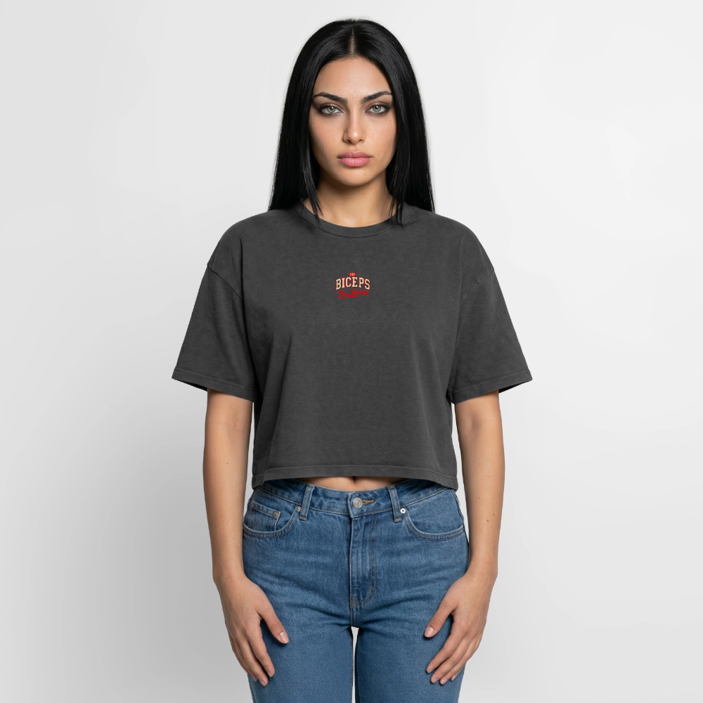 Crop top boxy femme Des Biceps Des Bisous V2 Athletic Dept. acid wash noir délavé – WOD.LOL
