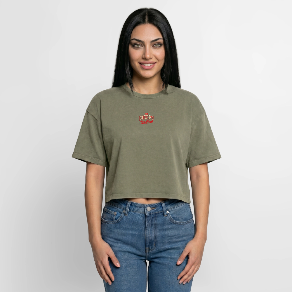 Crop top boxy femme Des Biceps Des Bisous V2 Athletic Dept. acid wash vert délavé – WOD.LOL