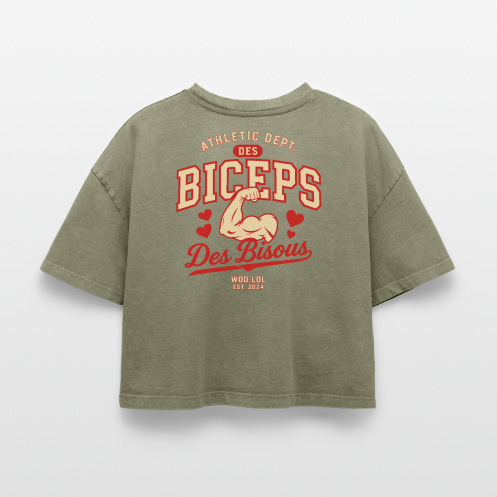 Crop top boxy femme Des Biceps Des Bisous V2 Athletic Dept. acid wash vert délavé – WOD.LOL