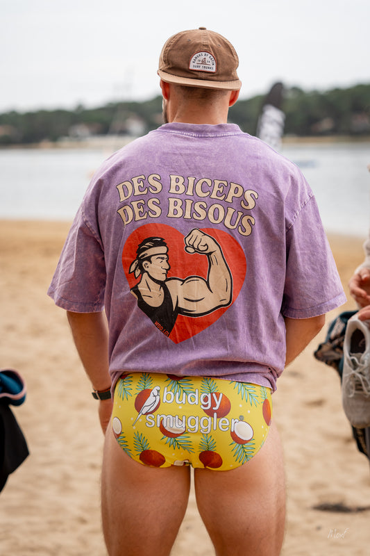 Oversized Washed Bicep Kisses T-shirt – 100% Organic Cotton, Unisex