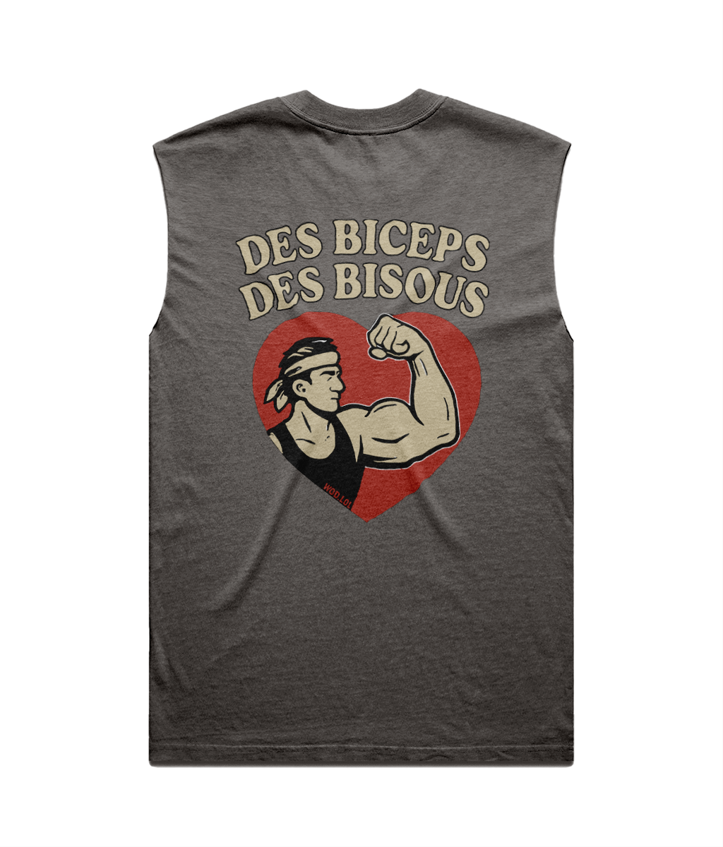 Oversized Tank Top "Biceps, Kisses" - 100% Carded Cotton, Unisex
