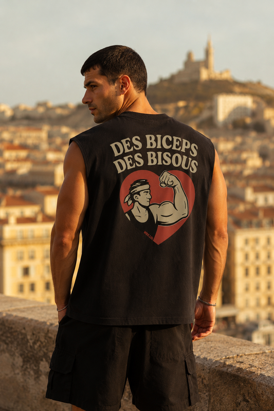 face Tank Boxy Des Biceps Des Bisous débardeur sport CrossFit oversize WOD.LOL