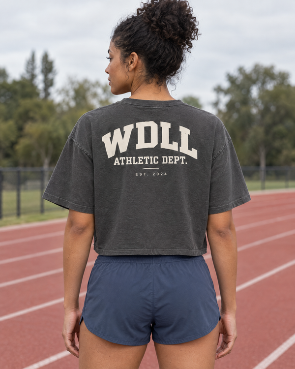 Crop Top Boxy WDLL Athletic Dept. – Acid Wash, 100% Coton, Femme