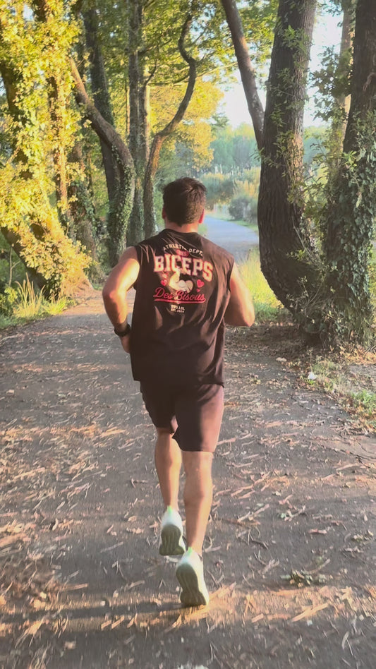 Running en tank top coupe classique Des Biceps Des Bisous V2 noir, vue de dos print Athletic Dept. – WOD.LOL