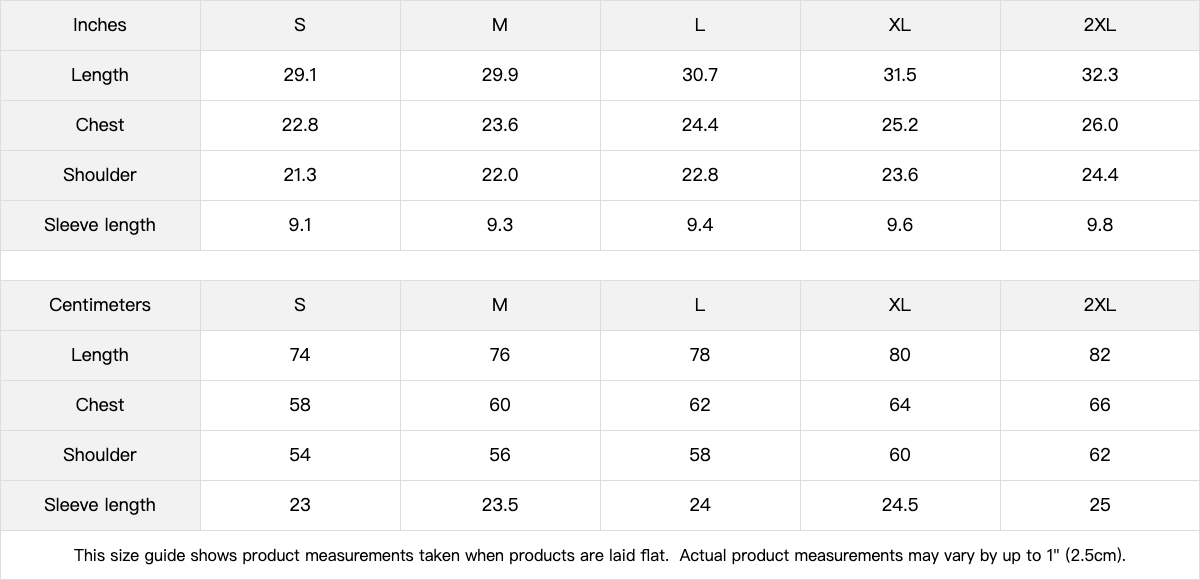 Guide des tailles T-shirt Oversize WDLL Lift Improve Belong – WOD.LOL