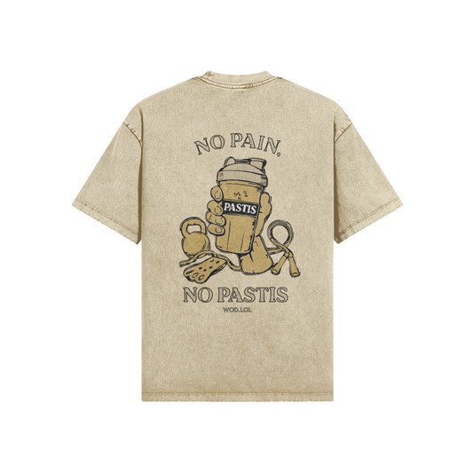 dos imprimé vêtements sport humoristiques délavé No Pain No Pastis – WOD.LOL