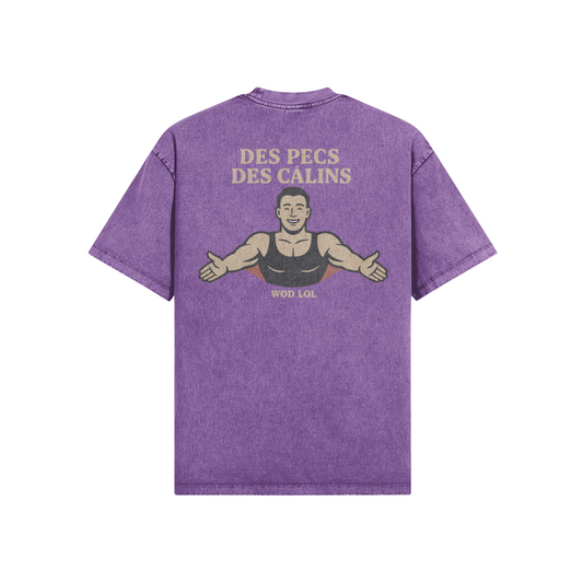 dos imprimé t-shirt streetwear délavé Des Pecs, Des Calins – WOD.LOL