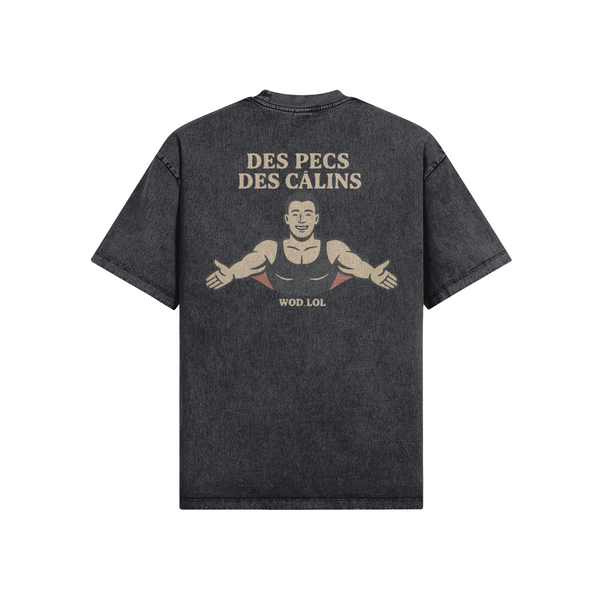 T-shirt Oversize Délavé Des Pecs, Des Calins – 100% Coton Bio, Unisexe