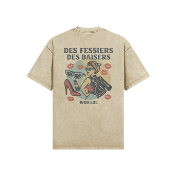 T-shirt oversize délavé Des Fessiers Des Baisers – photo lifestyle – WOD.LOL