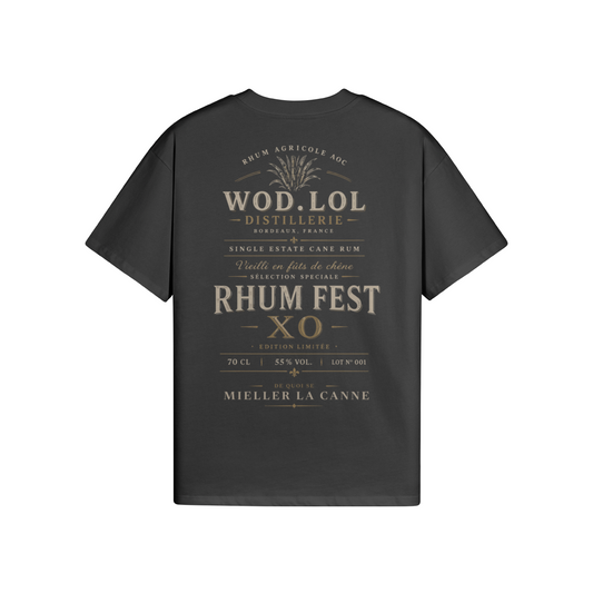 T-Shirt Oversize Rhum Fest 2026 WOD.LOL — Noir, détail tissu