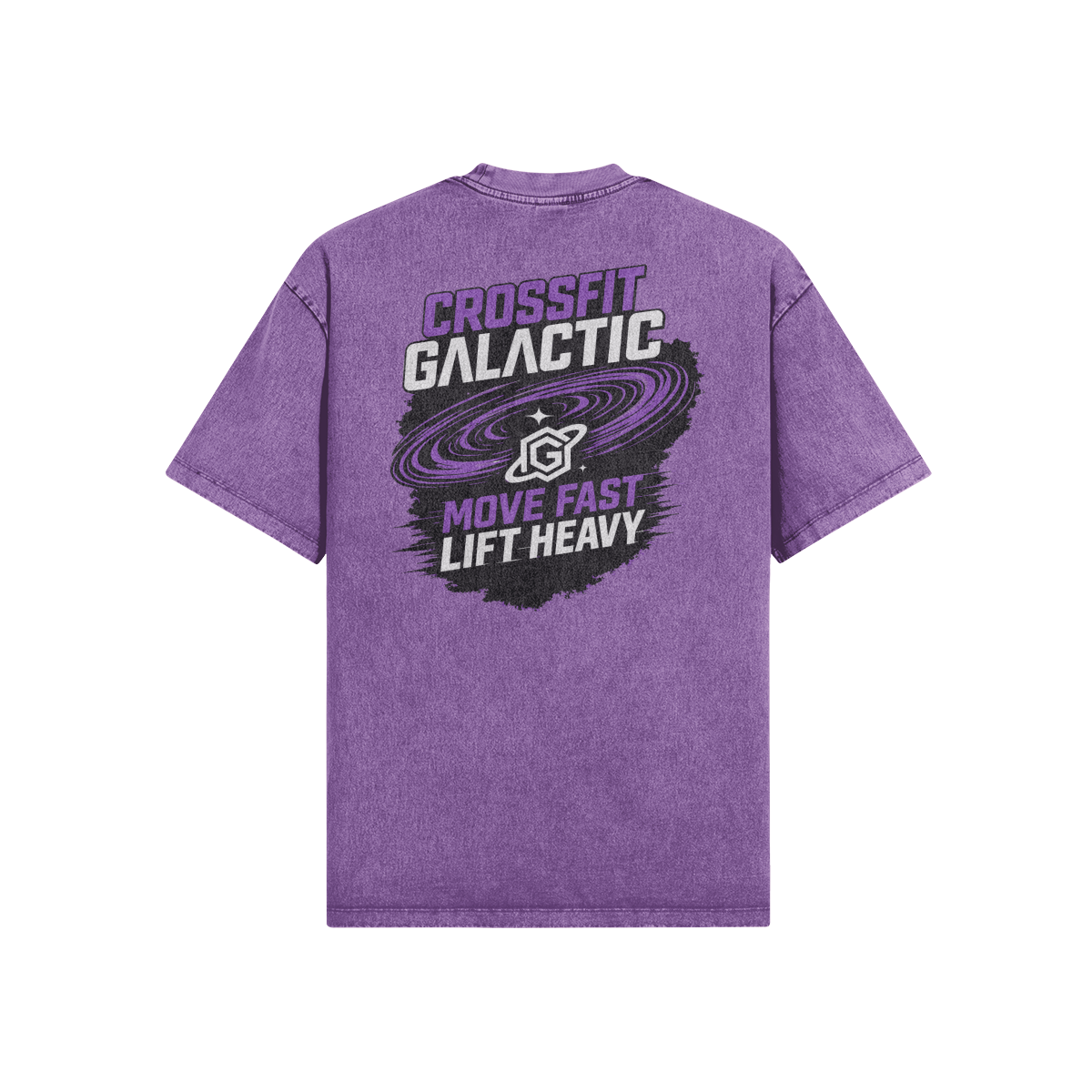 T-shirt oversize délavé Original mauve — mockup WOD.LOL x CrossFit Galactic Tosse