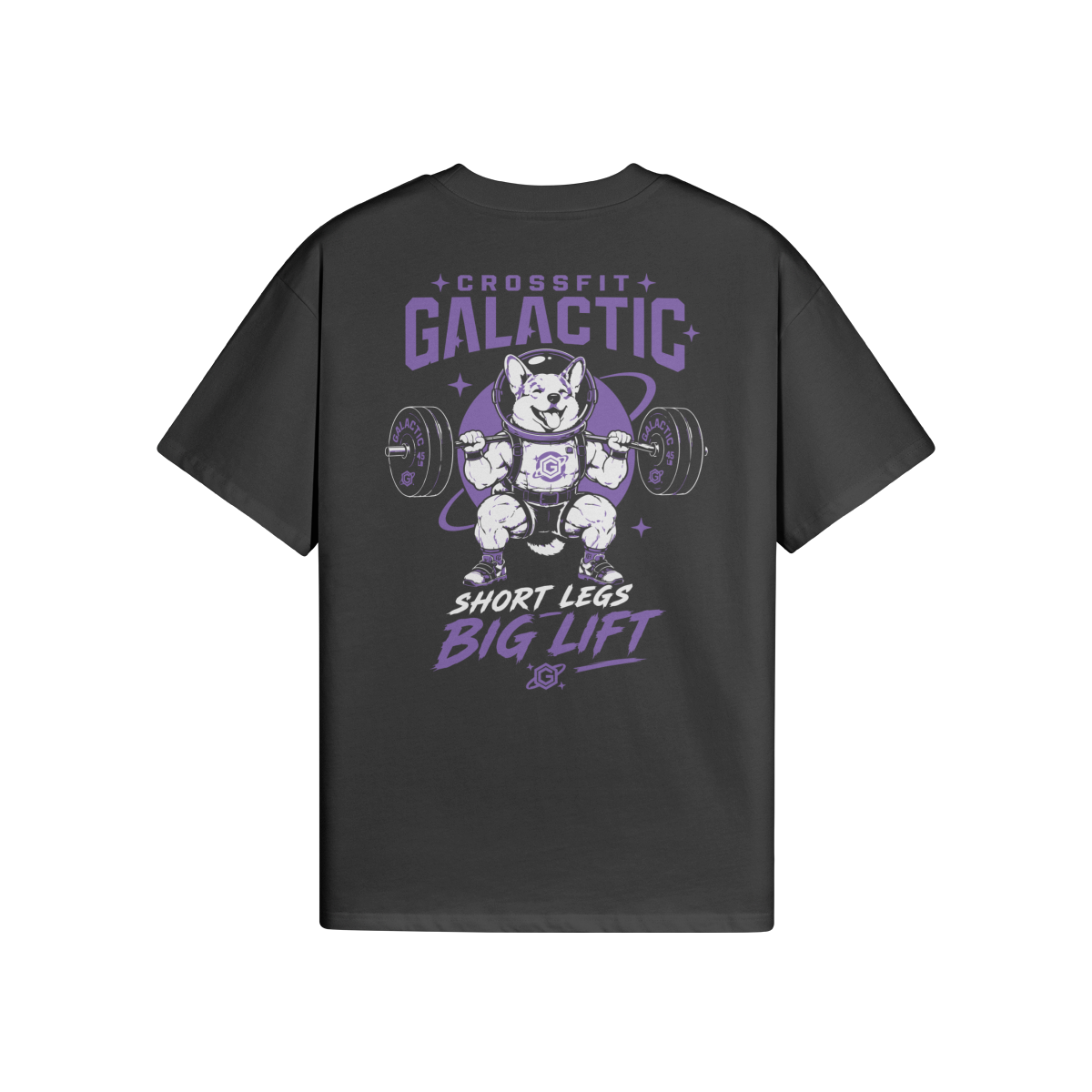 T-shirt oversize crossfit Doug noir — mockup WOD.LOL x CrossFit Galactic Tosse