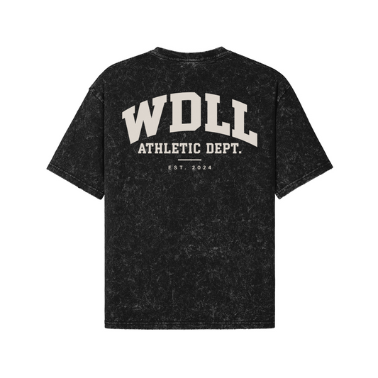 T-shirt Oversize WDLL Athletic Dept., snow wash, impression dos style universitaire «Athletic Dept. Est. 2024» – WOD.LOL