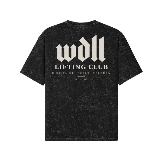 T-shirt Oversize WDLL Lifting Club, snow wash, impression dos «Discipline Fuels Freedom» – WOD.LOL