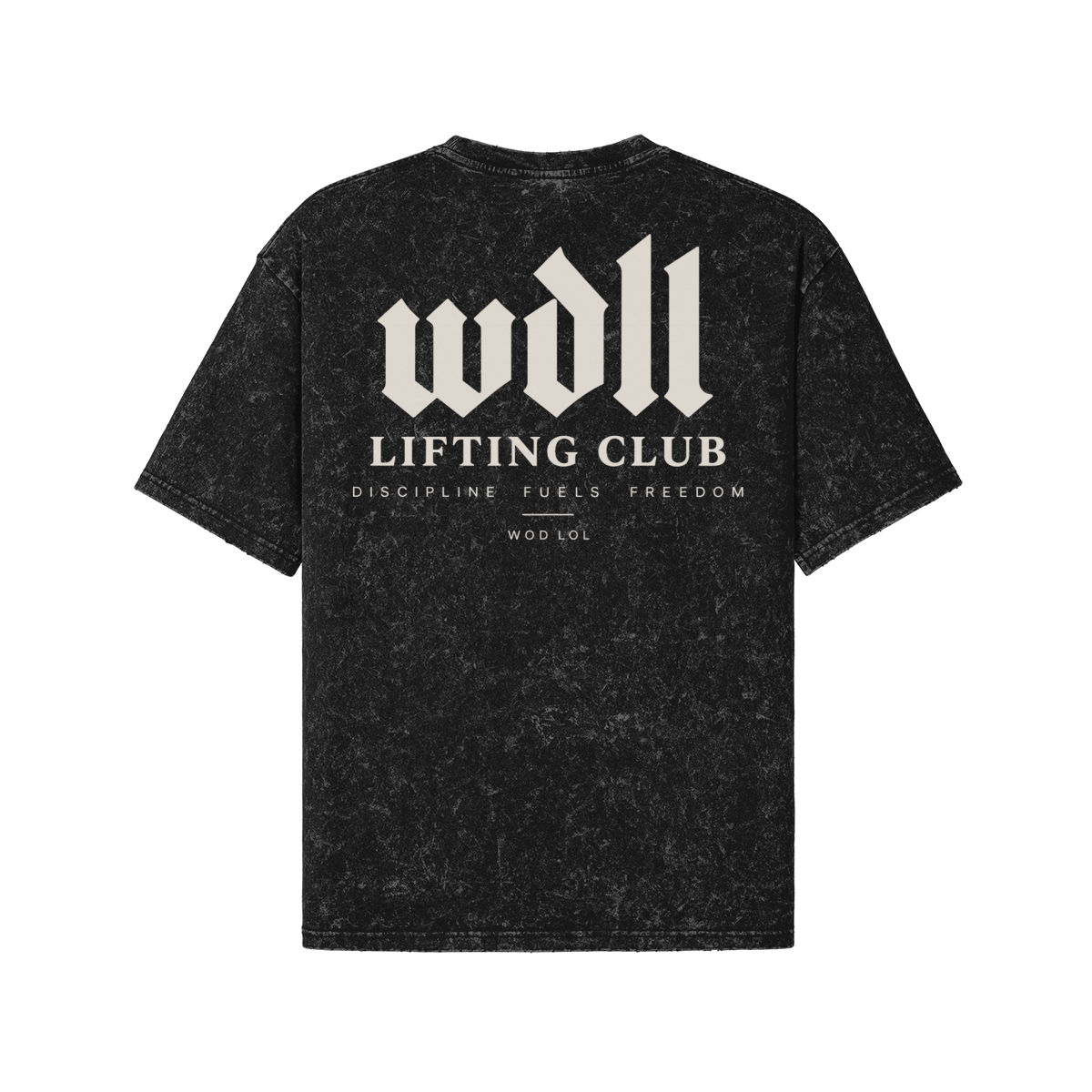 T-shirt Oversize WDLL Lifting Club, snow wash, impression dos «Discipline Fuels Freedom» – WOD.LOL