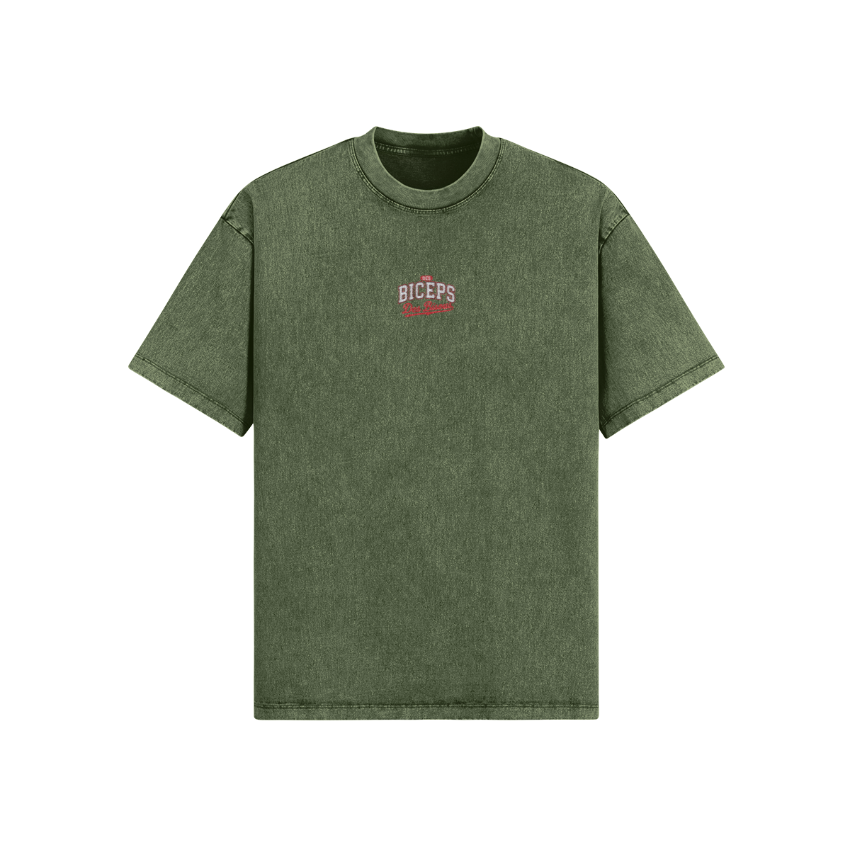 T-shirt oversize Des Biceps Des Bisous V2 Athletic Dept. snow wash vert rifle, vue de face avec petit logo poitrine – WOD.LOL